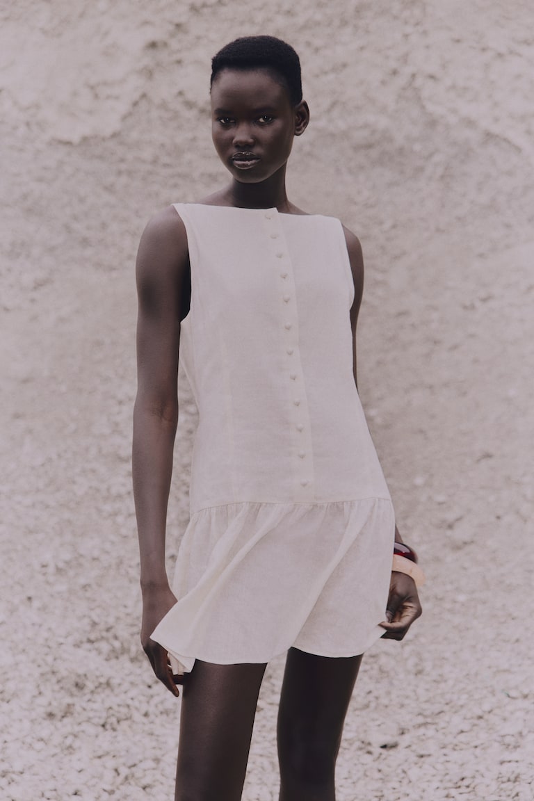 Linen-Blend Dress