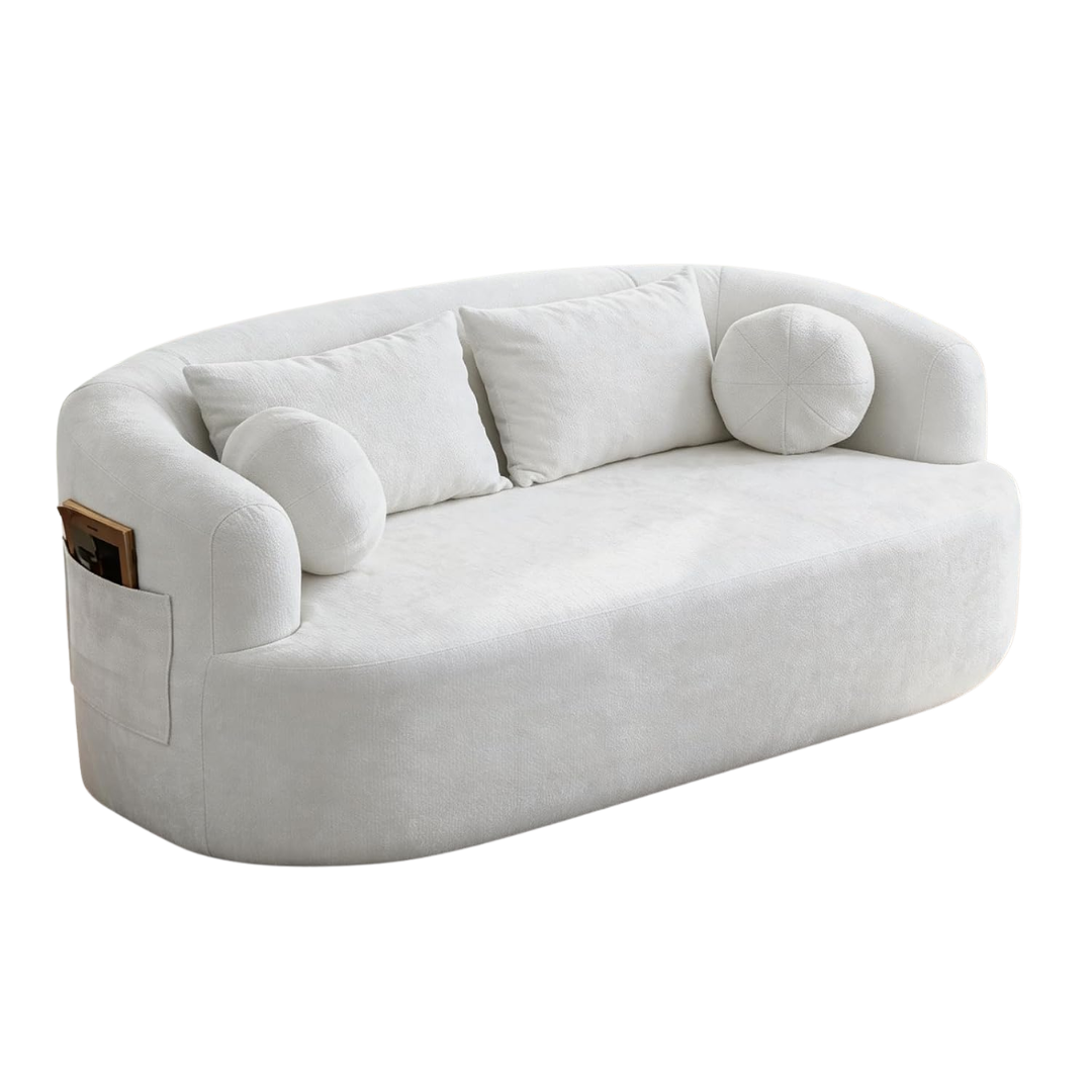 Fasadi Loveseat Sofa for Small Space, 67.3" Boneless Love Seat Sofa With Side Pocket &amp;amp; 4 Pillows, Foam and Spring Filling, Soft Chenille for Living Room, Apartment, Bedroom, No Assembly