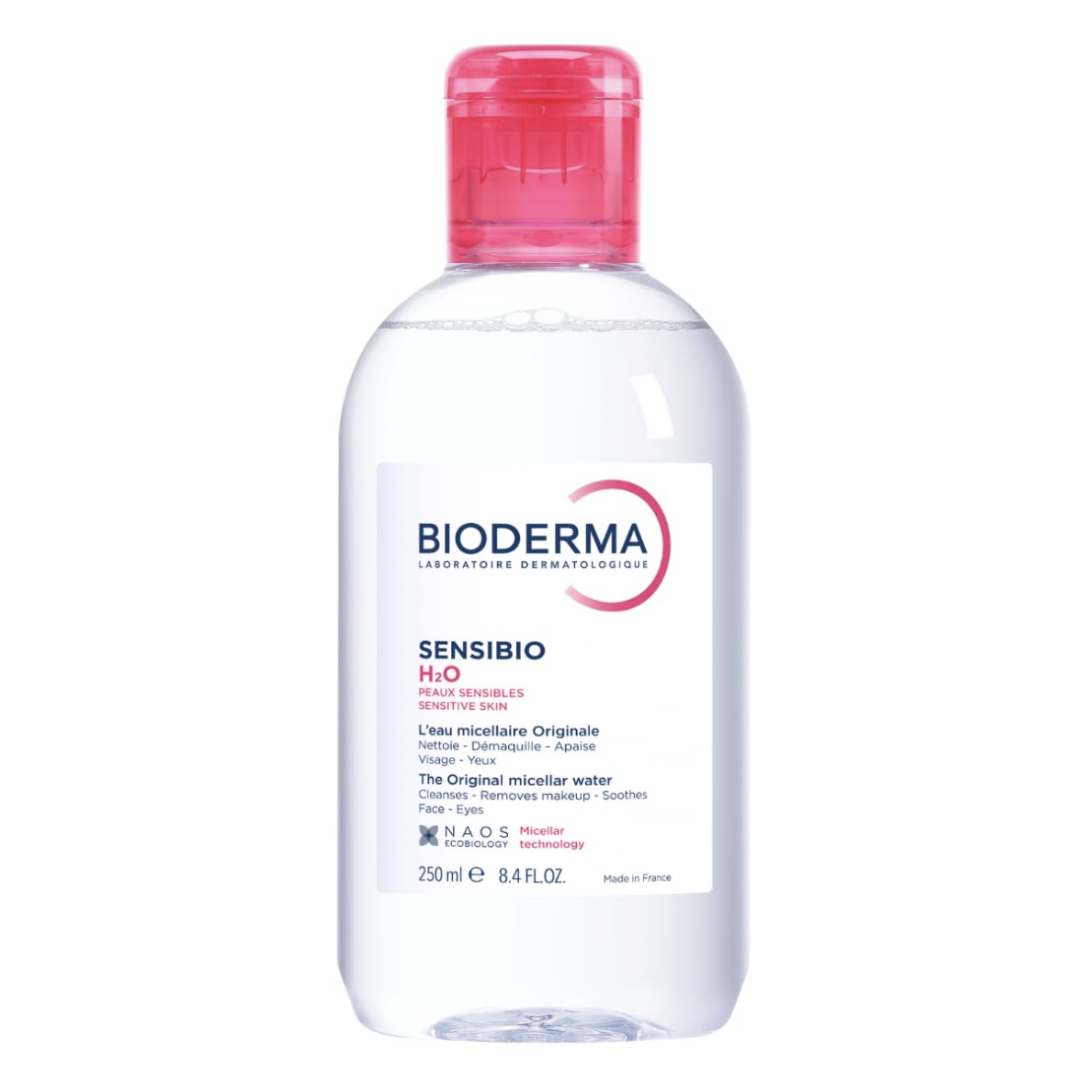 Bioderma Sensibio H2o Micellar Water, Makeup Remover Cleanser, Gentle for Skin, Fragrance-Free & Alcohol-Free, Gentle Face Cleanser for Sensitive Skin, 8.4 Fl Oz