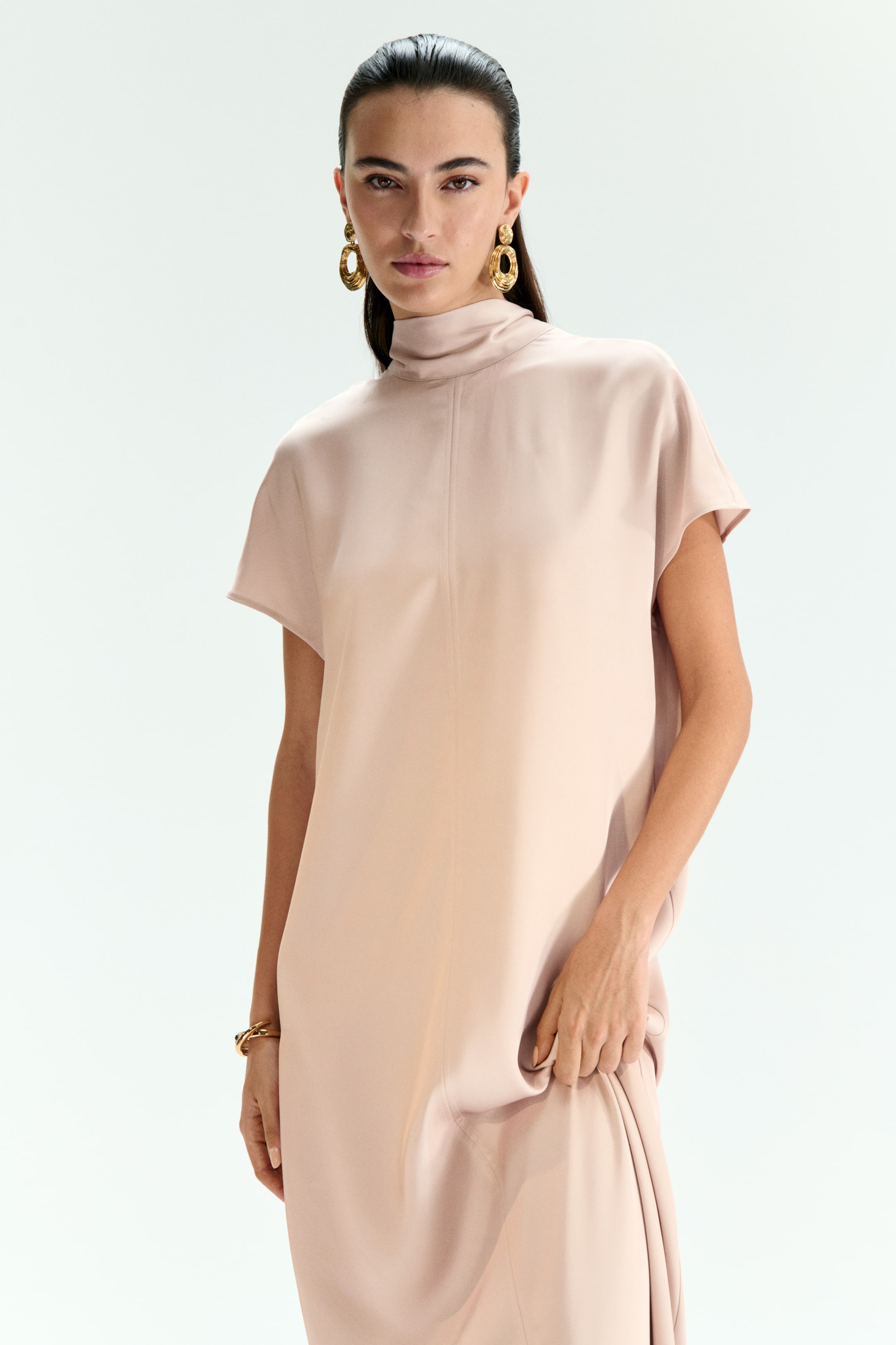 Scarf-Detail Maxi Dress