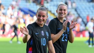 Ella Toone & Alessia Russo take in adulation from fans after their Women's Euro 2025 warm-up game.