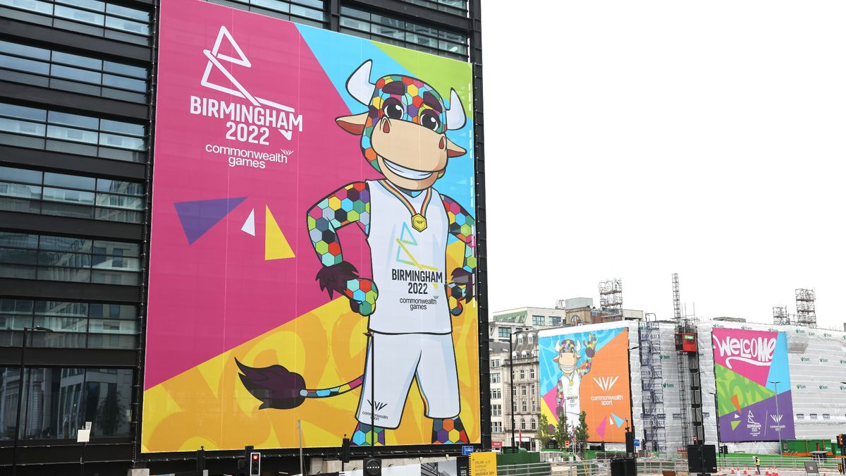 Signage for the 2022 Commonwealth Games in Birmingham, England.