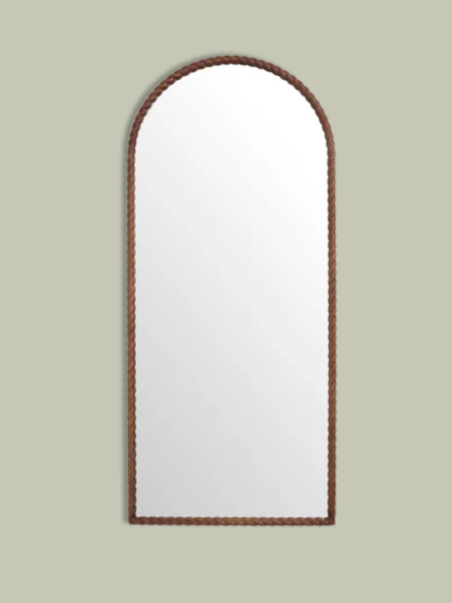 Arched Full Length Mirror with Twisted Wood Detailing