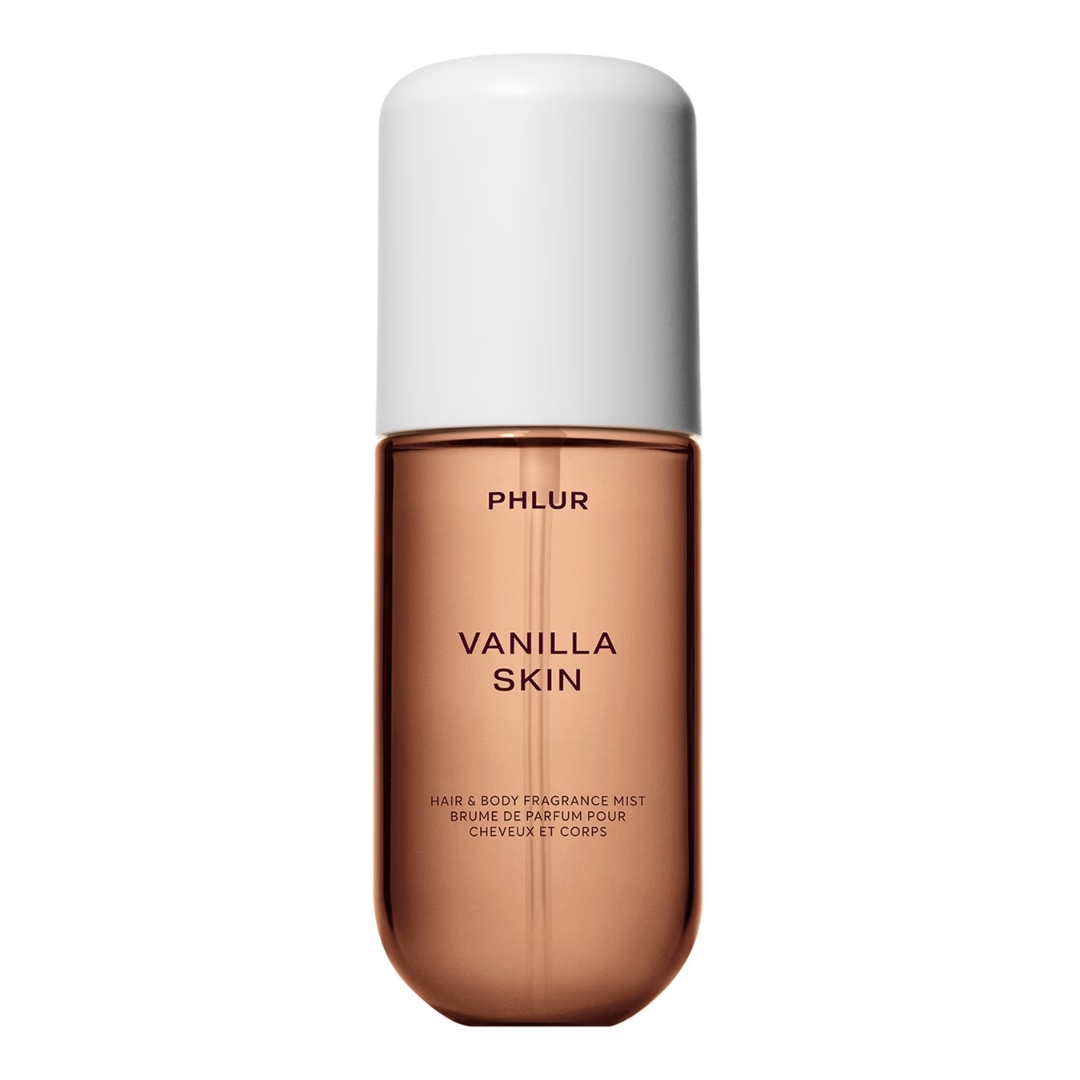A product shot of the PHLUR Vanilla Skin Perfume Mist, on a white background