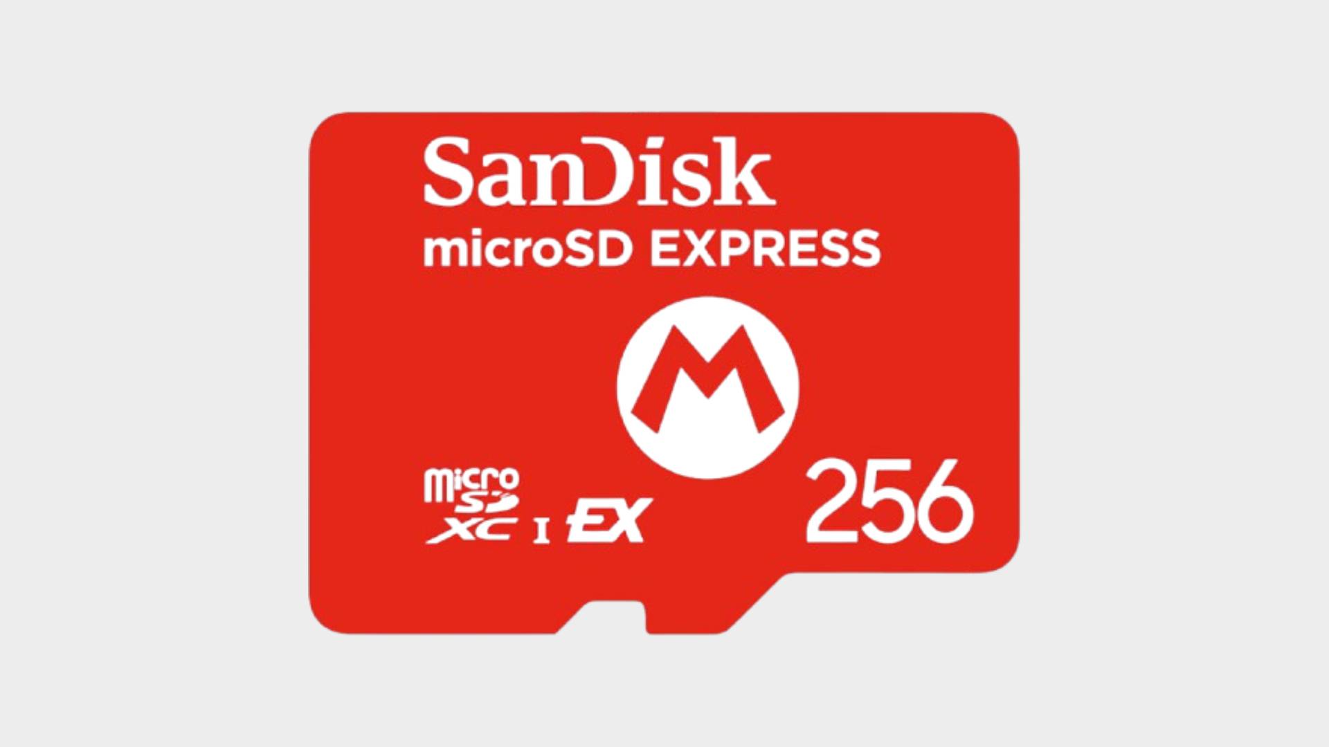Product image of the official SanDisk microSD Express Card for the Nintendo Switch 2.