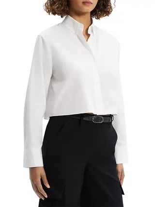 Cropped Boxy Button-Front Shirt