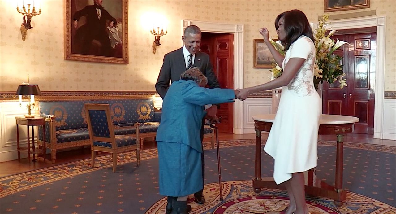 Viginia McLaurin, 106, dances with the Obamas