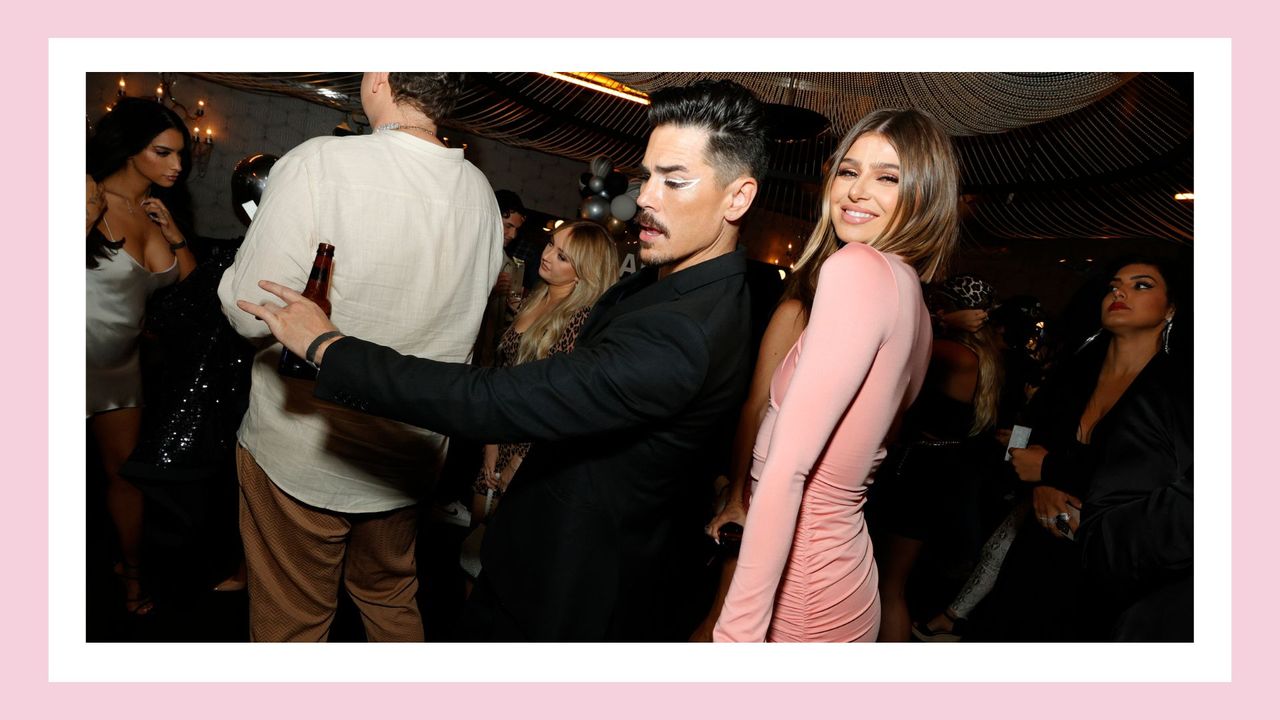 tom sandoval and raquel leviss dancing at an event for lala kent&#039;s beauty line