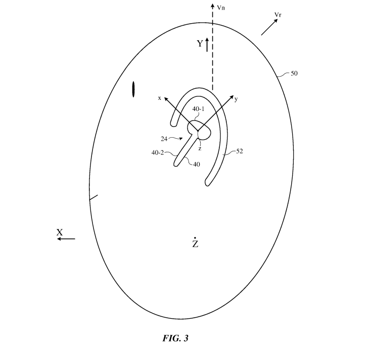 Drawing demonstrating Apple's earbuds with post detection