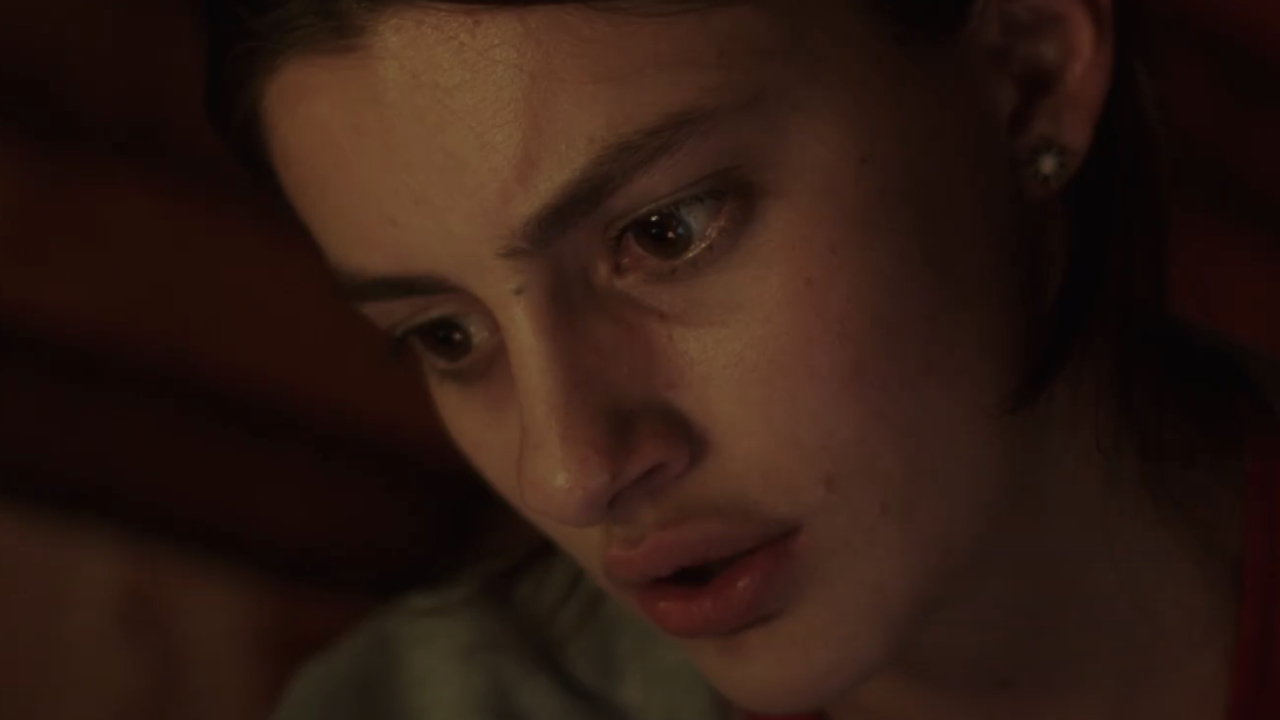 Diana Silvers looking concerned in Into the Dark's Flesh & Blood