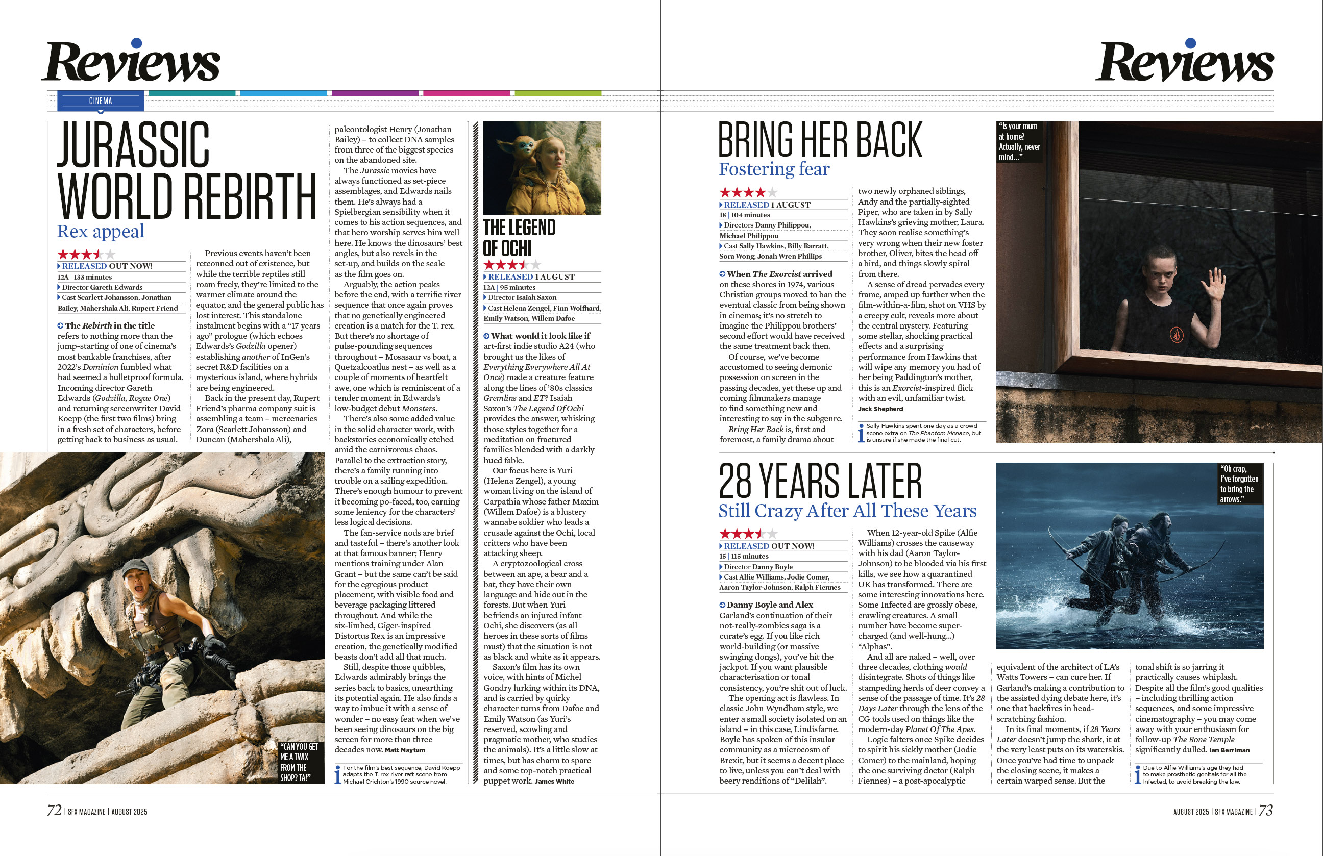 Two pages of film reviews.