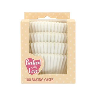 Baked with Love White Cupcake Cases, 50mm, Pack of 100