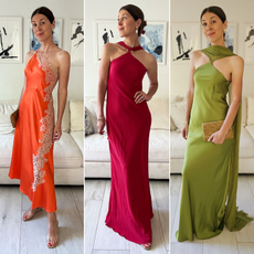Juditj Jones in various wedding guest dresses