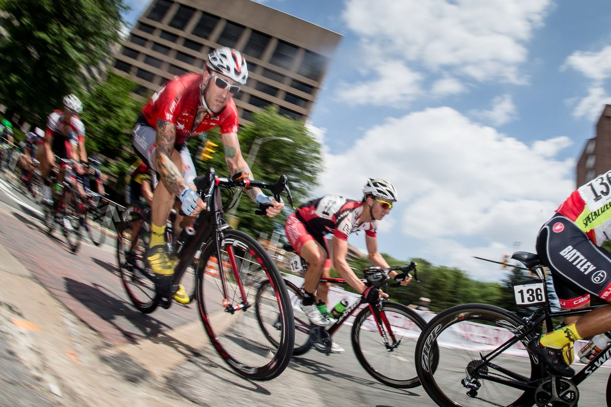 Adam Myerson (Astellas) takes a tight corner