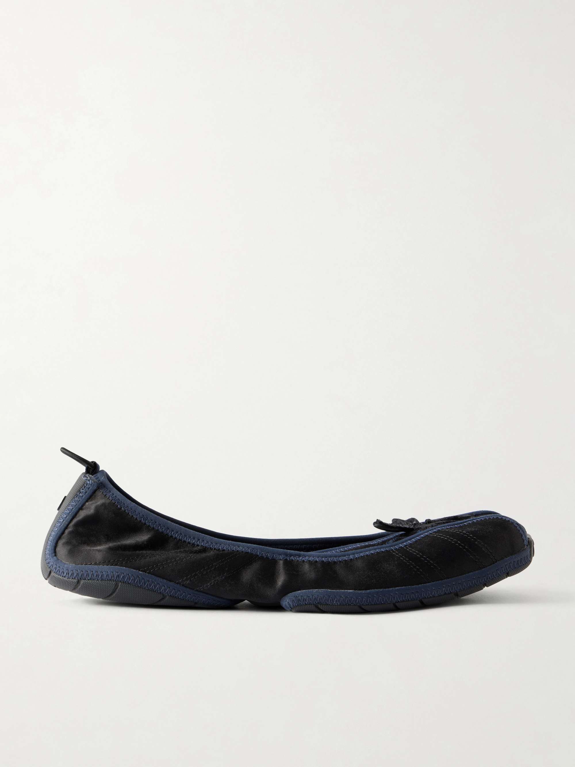 Bow-Embellished Satin Ballet Sneakers