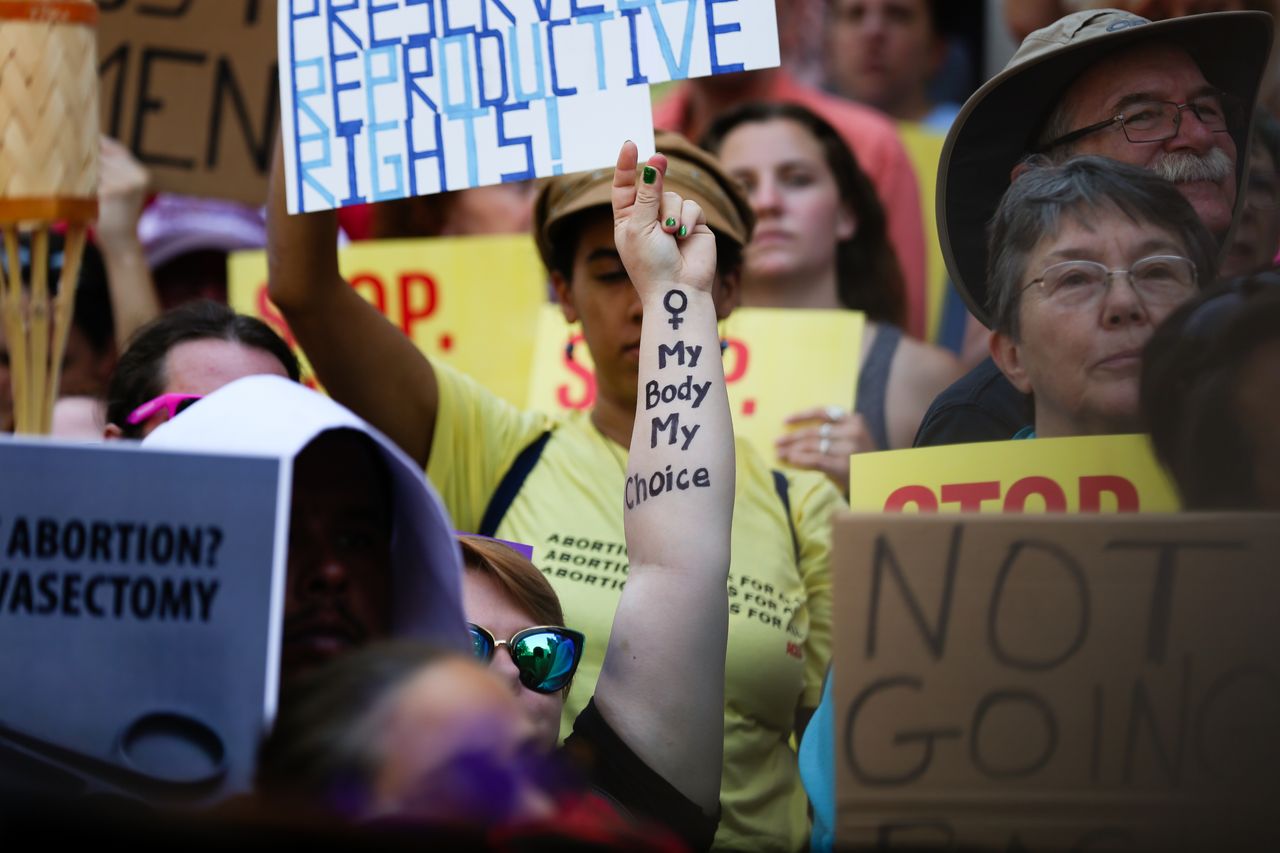 Protesters outside the Georgia State Capitol Building.