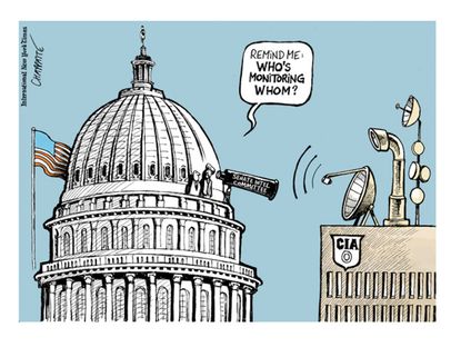 Political cartoon spying Congress CIA