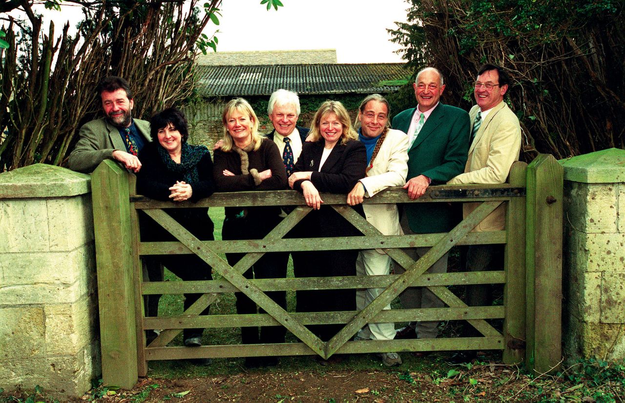 Gardeners Question Time panellists in 2001: (l-r) Eric Robson, Pippa Greenwood, Bunny Guinesss, Roy Lancaster, Anne Swithinbank, Bob Flowerdew, Nigel Colburn and John Cushnie in 2001.