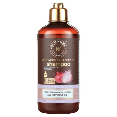 Wow Skin Science Red Onion Black Seed Oil Shampoo Increase Gloss, Hydration, Shine - Reduce Itchy Scalp, Dandruff &amp;amp; Frizz - No Parabens or Sulfates - All Hair Types