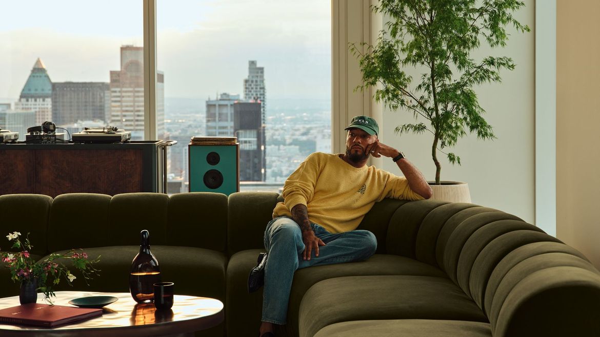 Swizz Beatz on a sofa