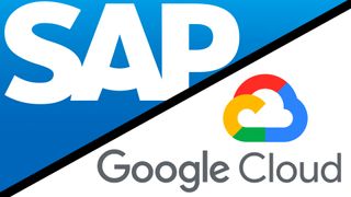 SAP and Google Cloud logos appearing on same image that's split diagonally, with one logo in each half of the image