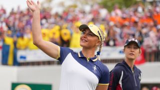 Charley Hull and Nelly Korda 1st tee Solheim Cup 2024