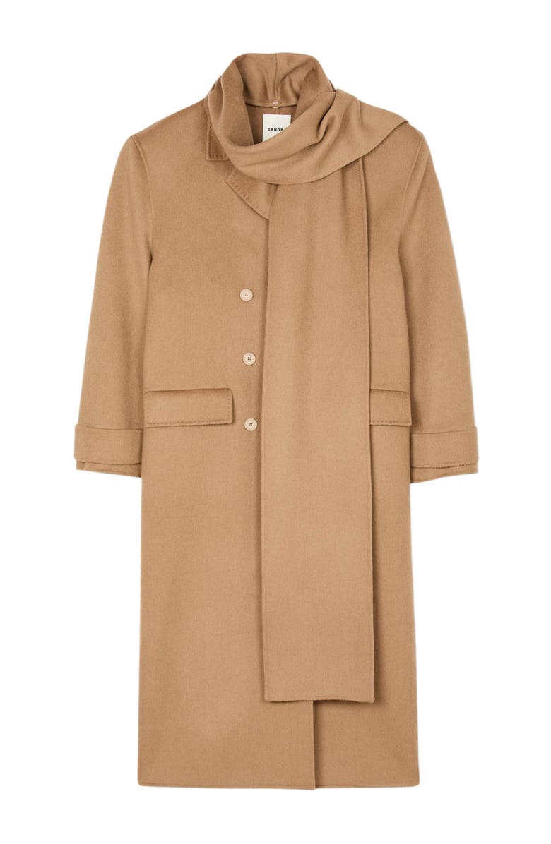Oversized Wool Coat With Removable Scarf