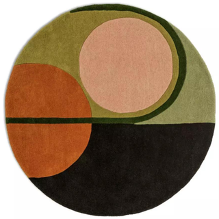 Habitat Geometric Circle Wool Rug - Multi - 120x120cm