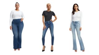 composite of models in jeans from Good American