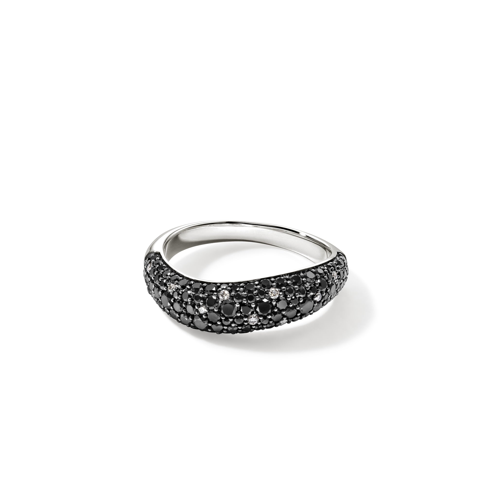 Surf Ring, Sterling Silver, Black Sand Diamond Pavé, 5.7mm|rbp9011302mdi