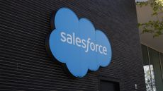Salesforce logo pictured on a sign on side of building in Munich, Germany.