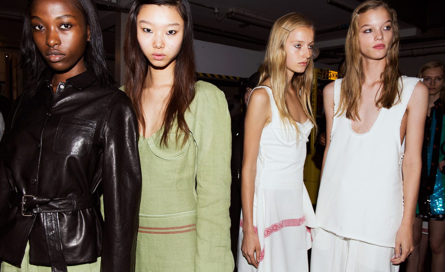 Jackets were cut in leather and belted at the waist