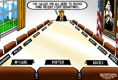 Political cartoon U.S. Trump White House turnover
