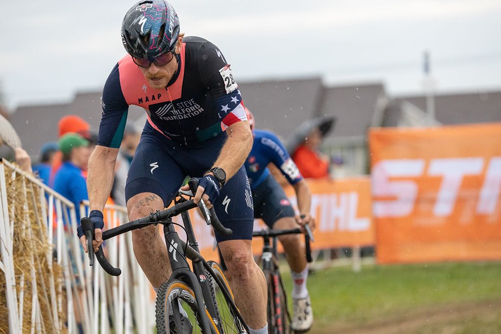 Stephen Hyde on lap 3 at the Waterloo UCI Cyclo-cross World Cup men's elite race 2021
