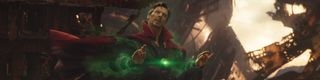 Doctor Strange (Benedict Cumberbatch) looks at possible futures in Avengers: Infinity War