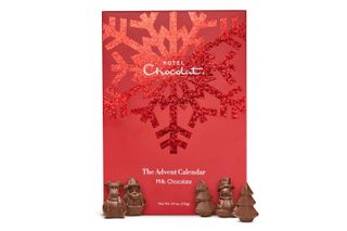 Hotel Chocolat advent calendar with milk chocolate figures and festive red packaging