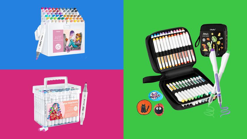 three sets of marker pens on a bright background