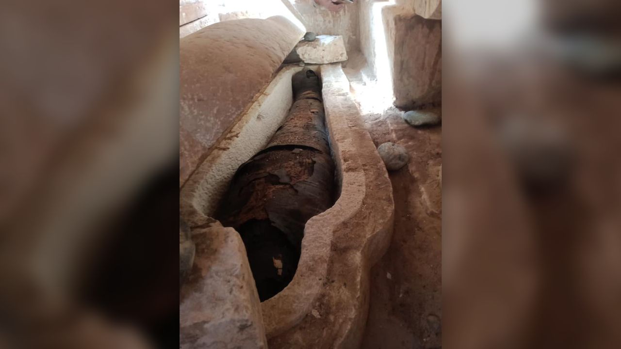 The man's tomb, sealed for 2,500 years, contained a limestone sarcophagus and a number of artifacts for the afterlife.