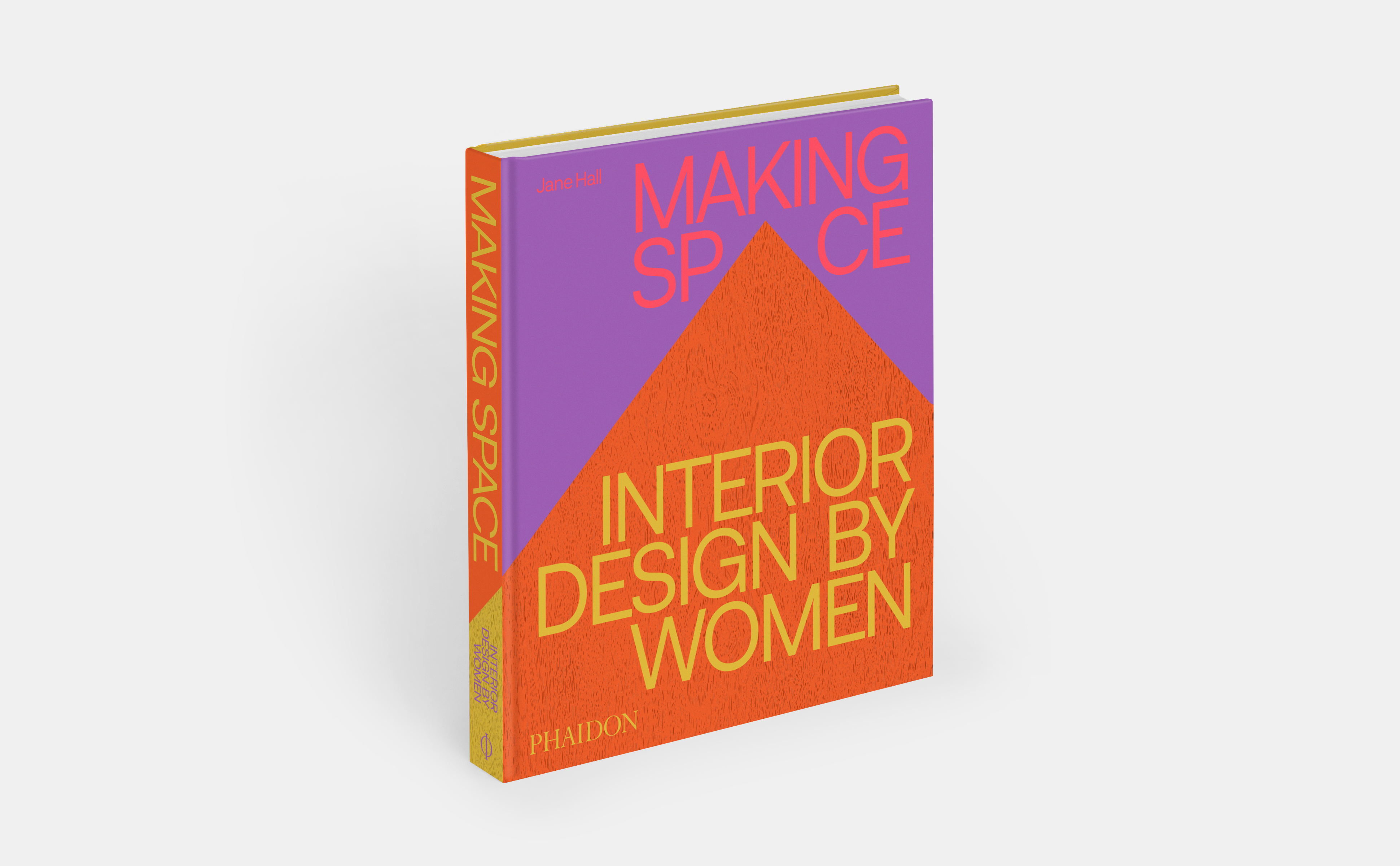 Bright purple and orange book cover with geometric design 