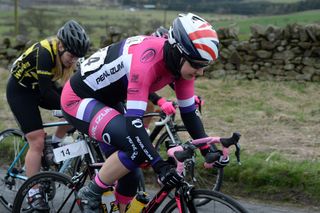 Joanna Rowsell was wrapped up against the elements