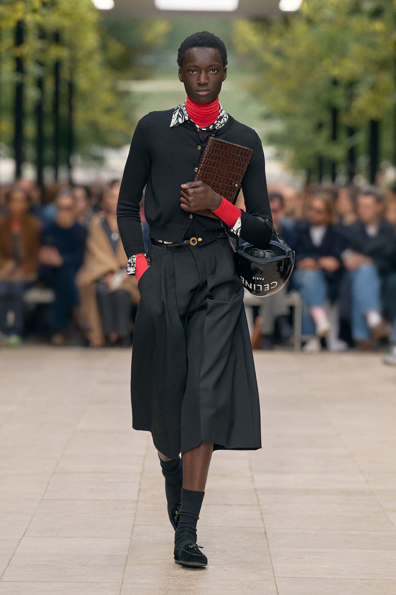 Celine PO S26 featuring colored T-shirts under sweaters