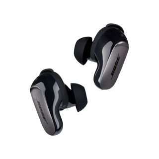 Bose QuietComfort Ultra True Wireless Noise Cancelling In-Ear Earbuds in black on white background