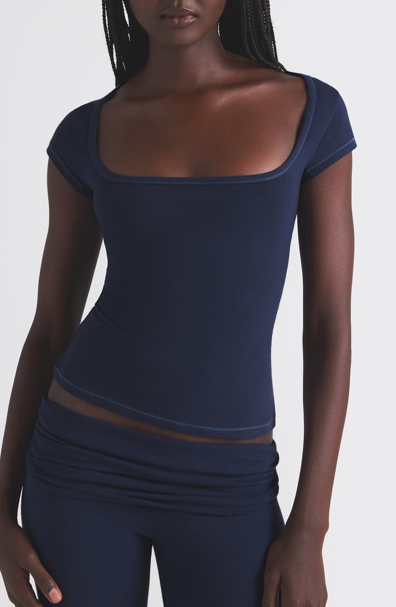 Scoop Neck Cotton Blend Jersey T-Shirt