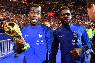 Paul Pogba celebrates winning the 2018 World Cup