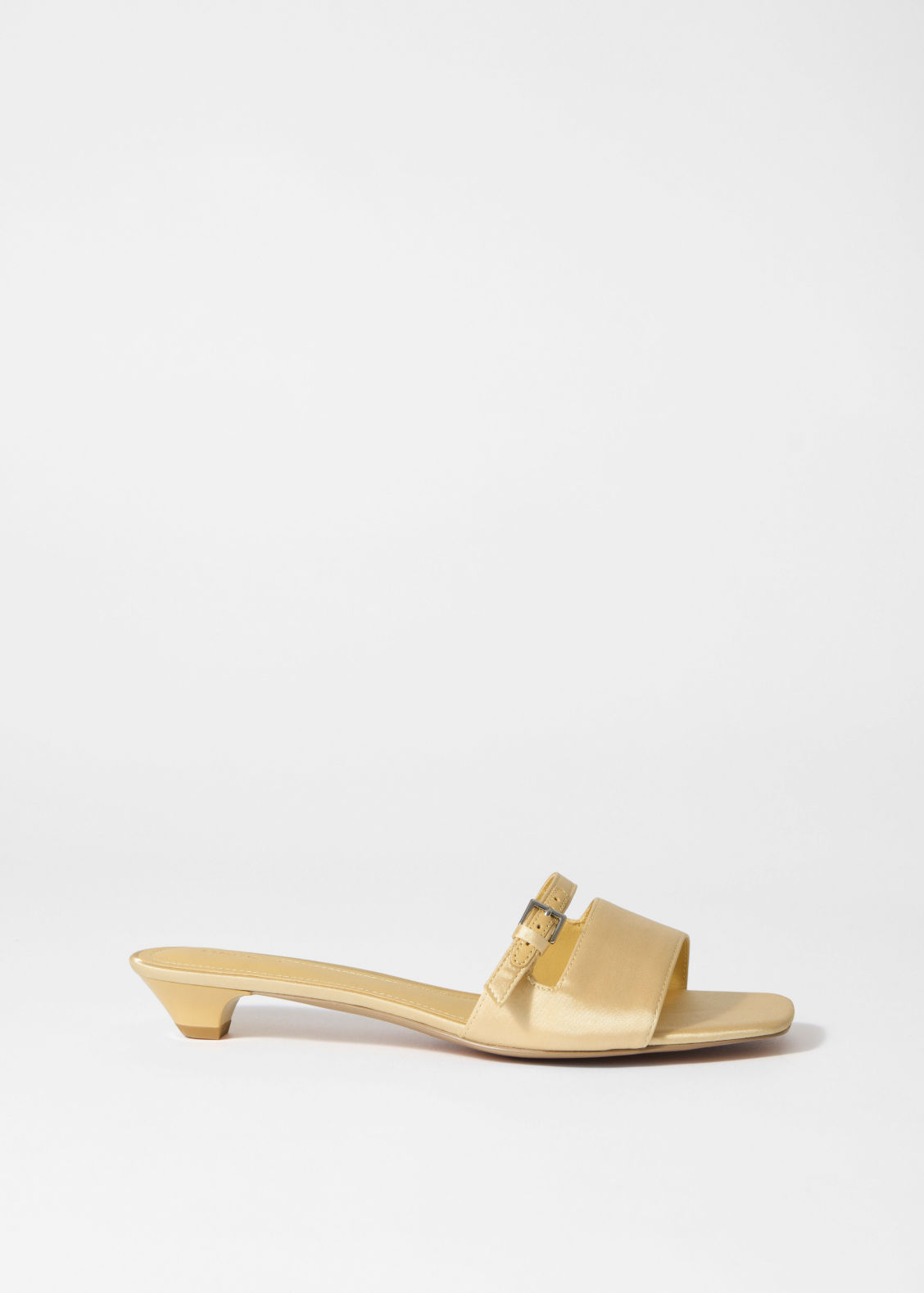 Buckle-Embellished Leather Mules