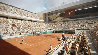 A screenshot of Roland Garros from Top Spin 2K25