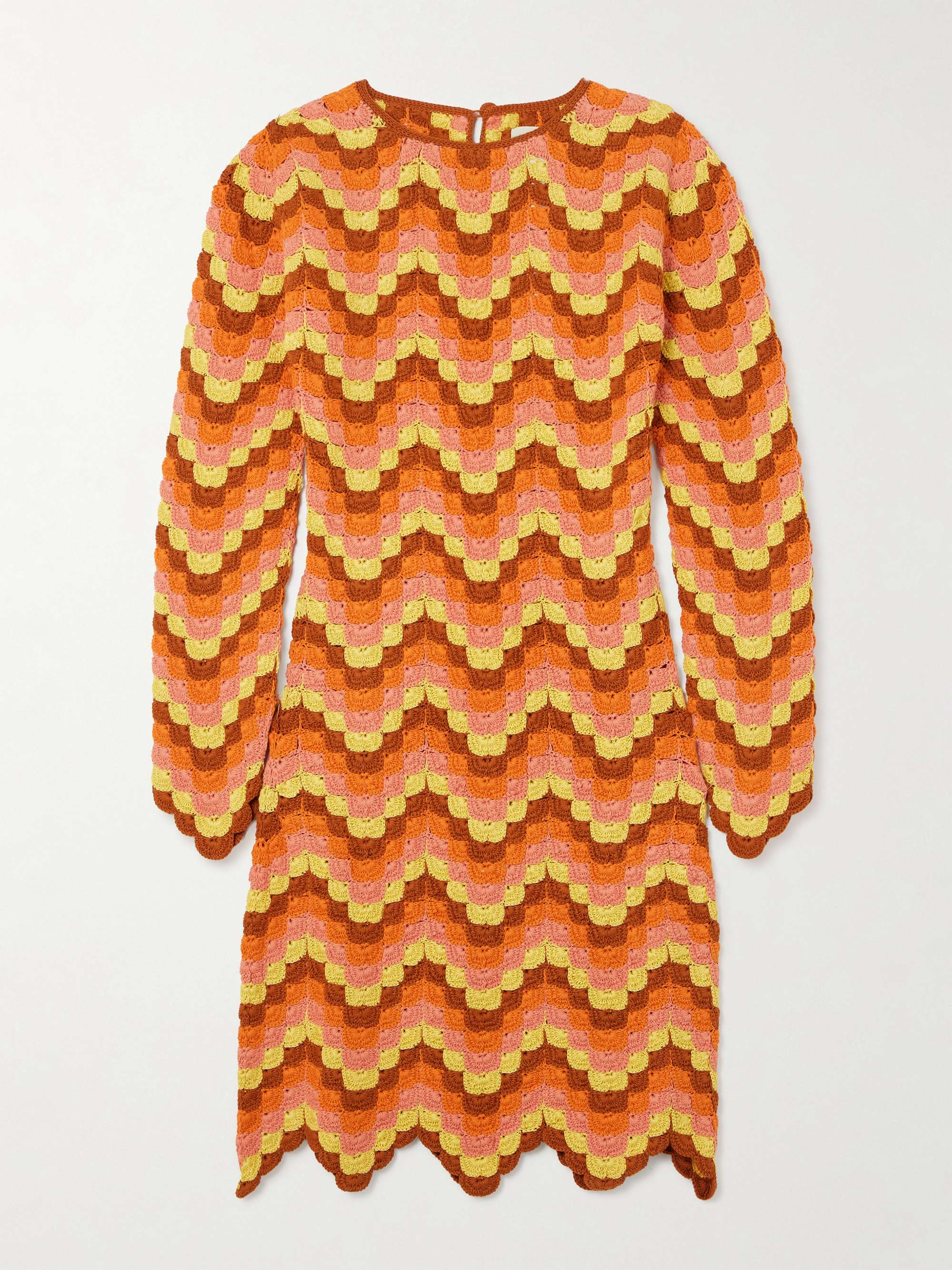 Victoria Scalloped Crocheted Cotton Mini Dress