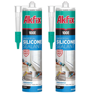 Clear universal sealant in a blue and green tube. 