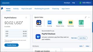 PayPal web dashboard