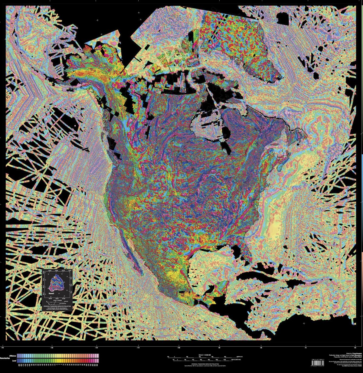 Magnetic anomaly map of North America.